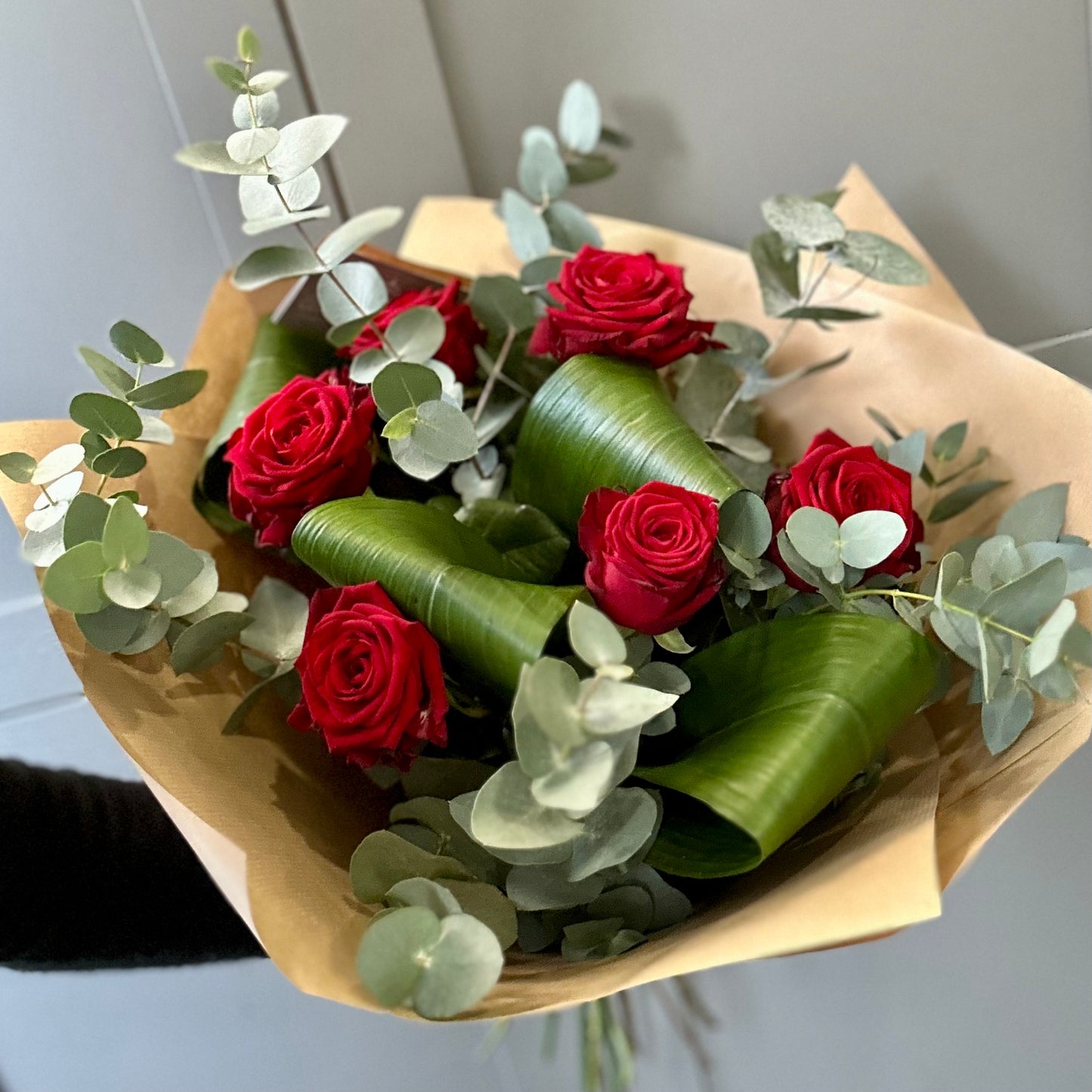 Valentines Collection - Red Rose Hand Tied Bouquet