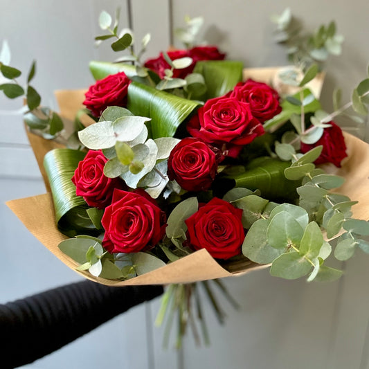 Valentines Collection  - Red Rose Hand Tied Bouquet