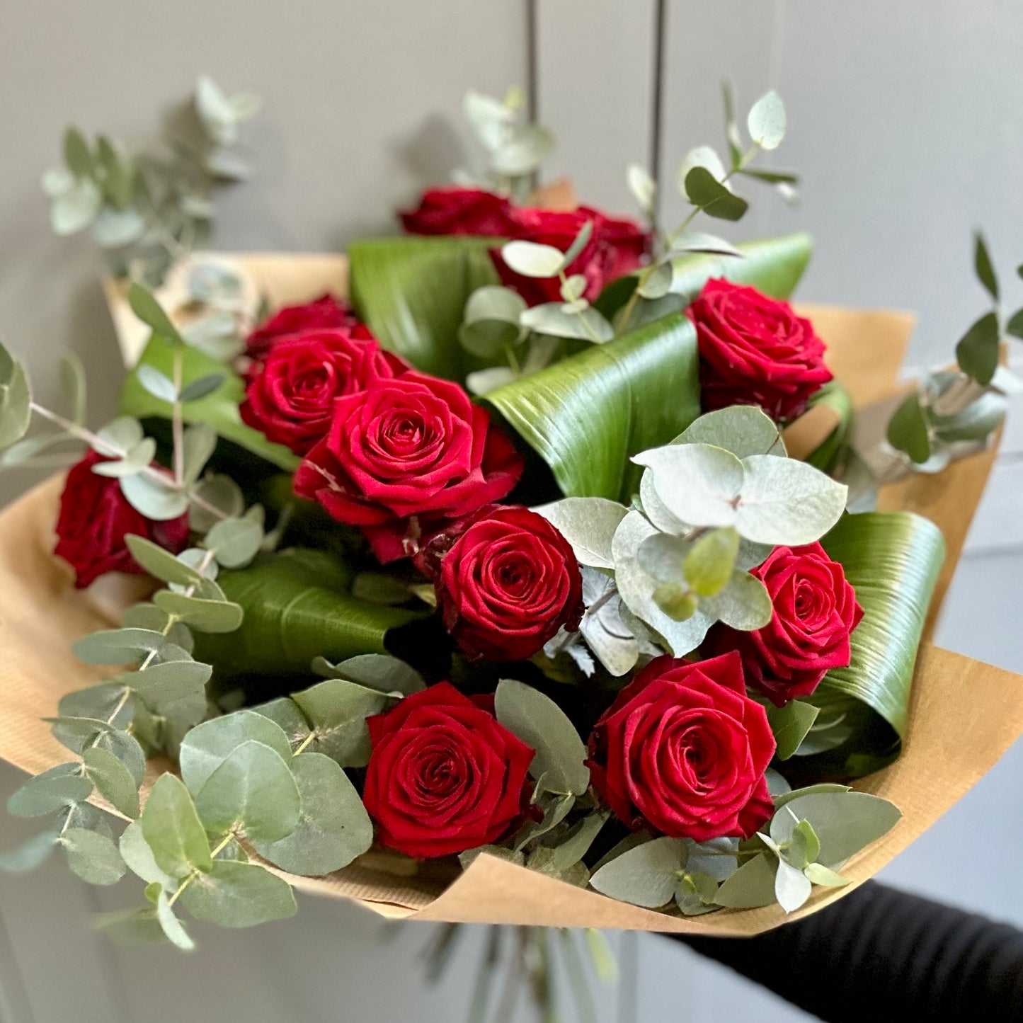 Valentines Collection  - Red Rose Hand Tied Bouquet
