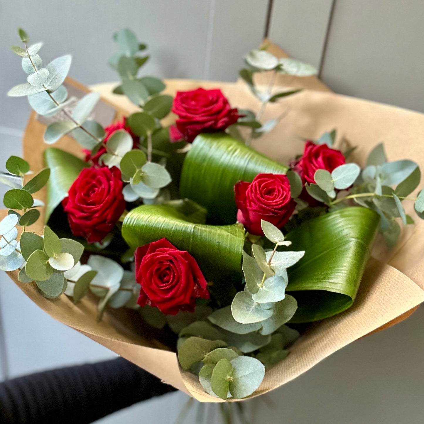 Valentines Collection  - Red Rose Hand Tied Bouquet