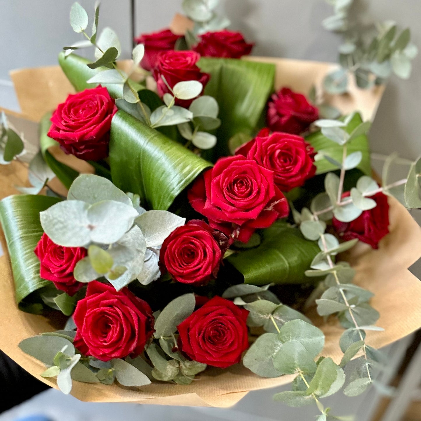 Valentines Collection  - Red Rose Hand Tied Bouquet