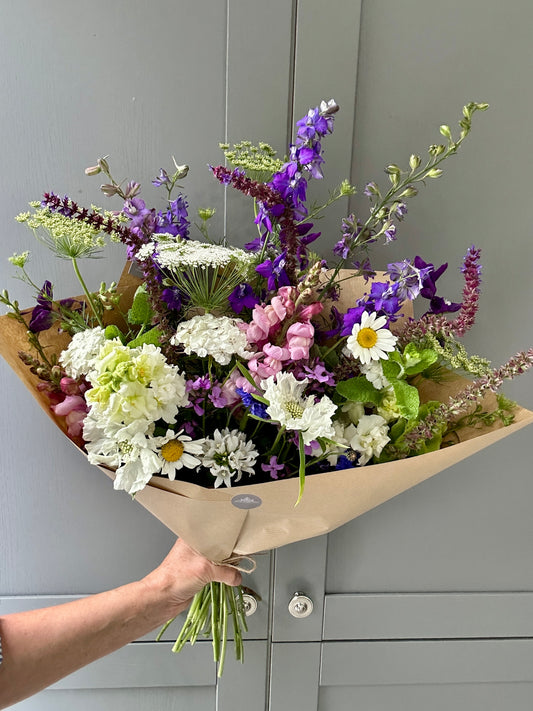 Friday Flowers Blue & Mauve Bunch - Free Delivery
